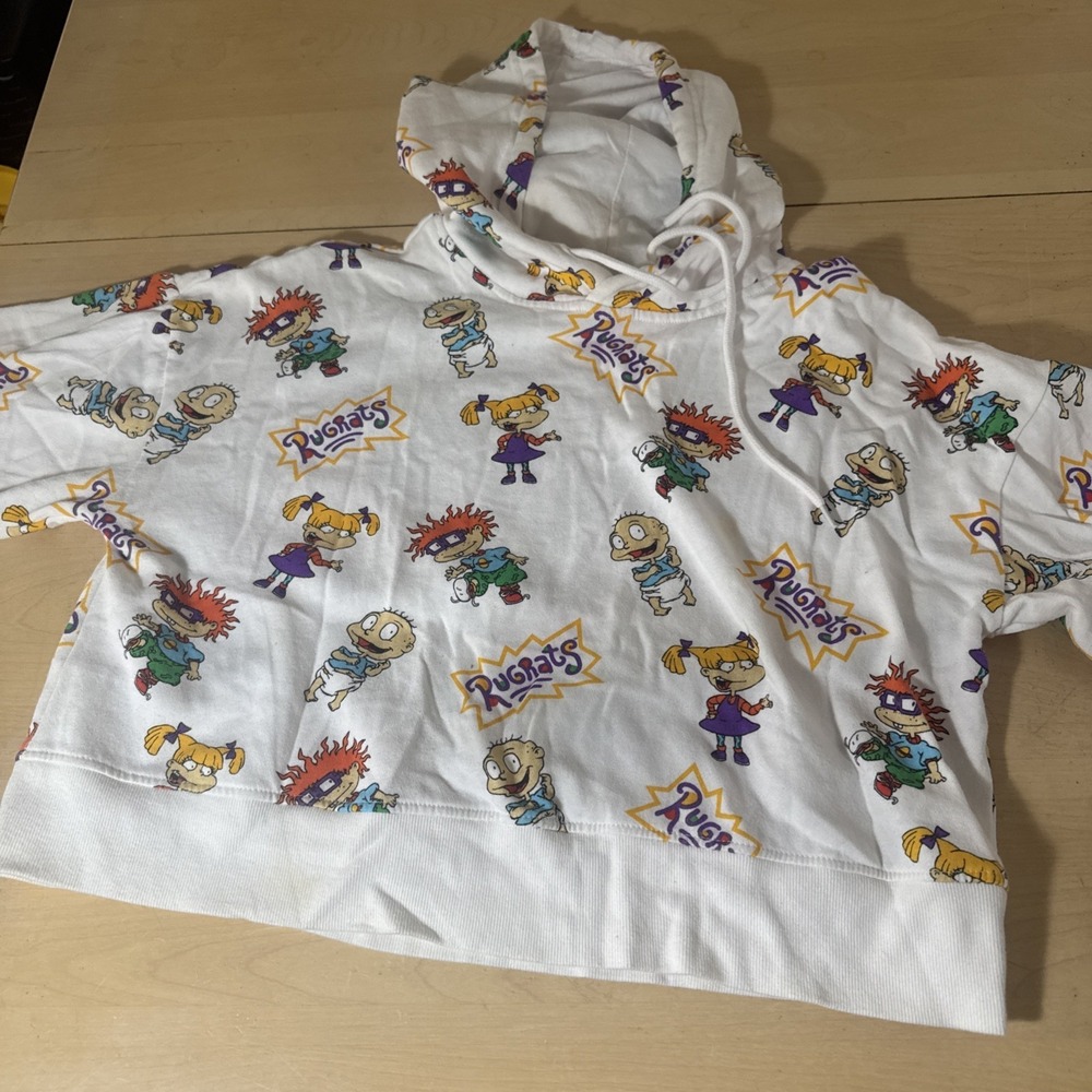 Nickelodeon women's 90's rugrats graphic cropped hooded sweater‎ size Large